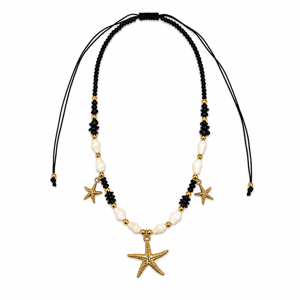 Black & Gold Starfish Necklace