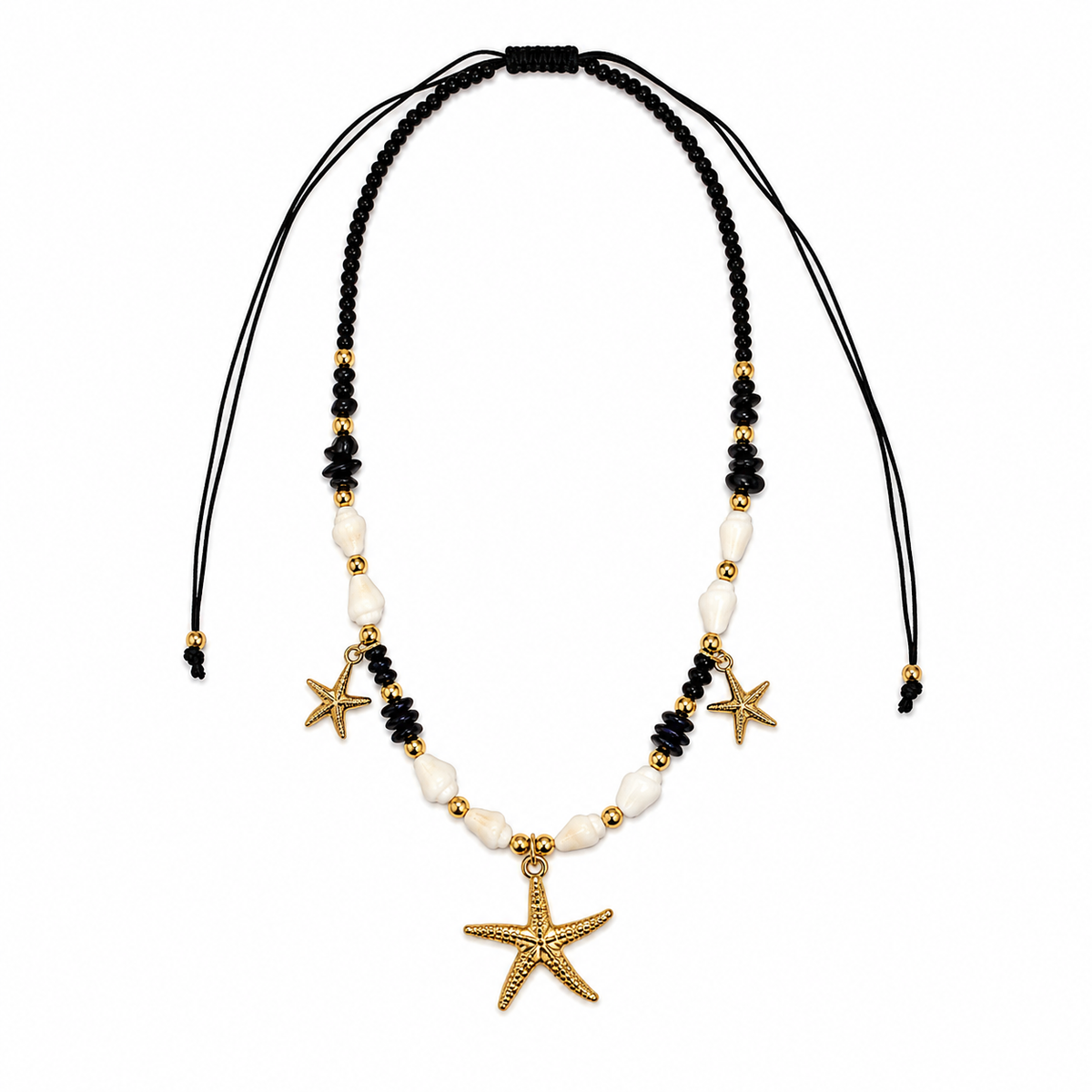Black & Gold Starfish Necklace