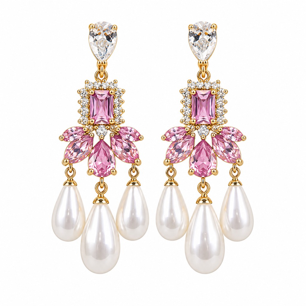 Blush Pearl Chandelier Earrings 🌸