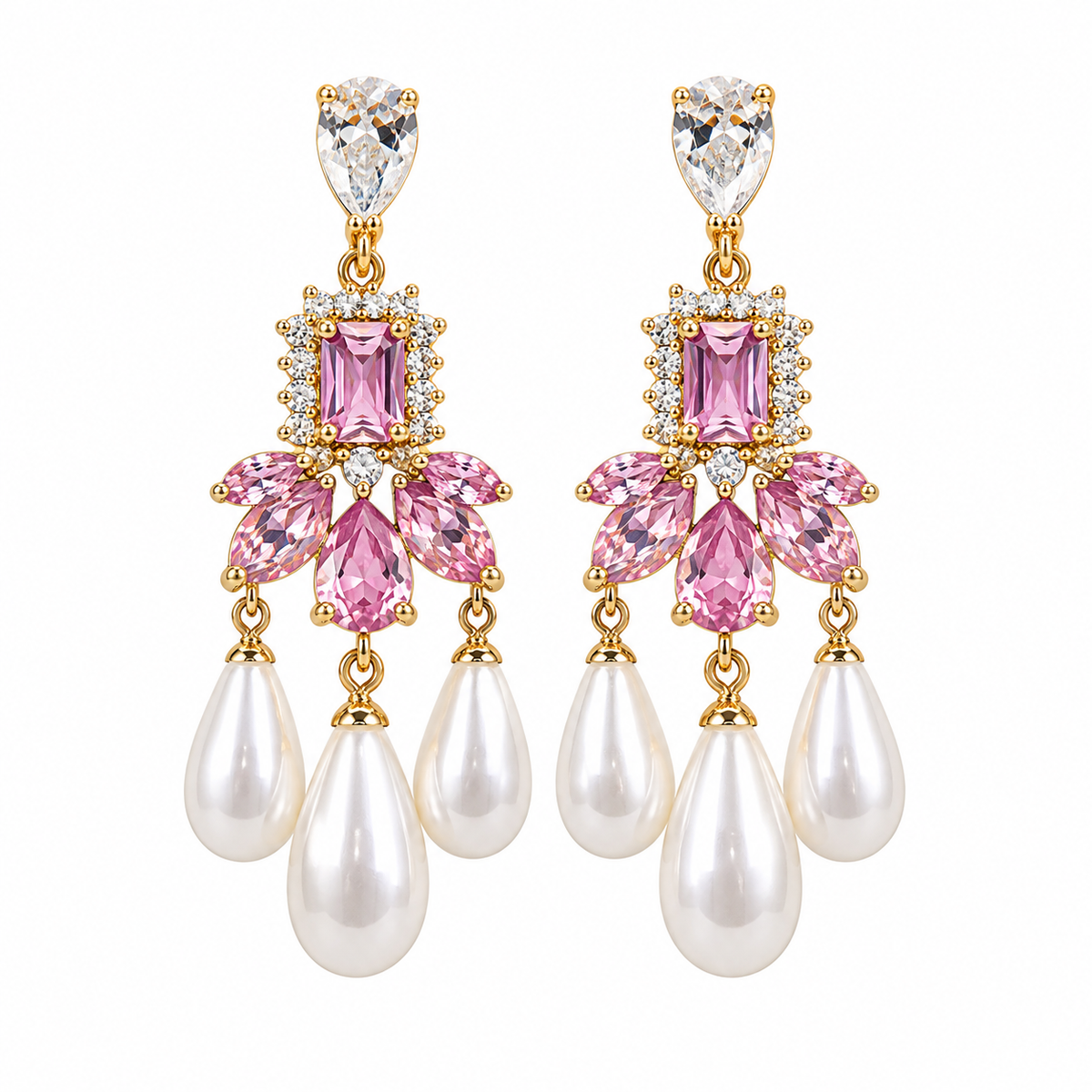 Blush Pearl Chandelier Earrings 🌸