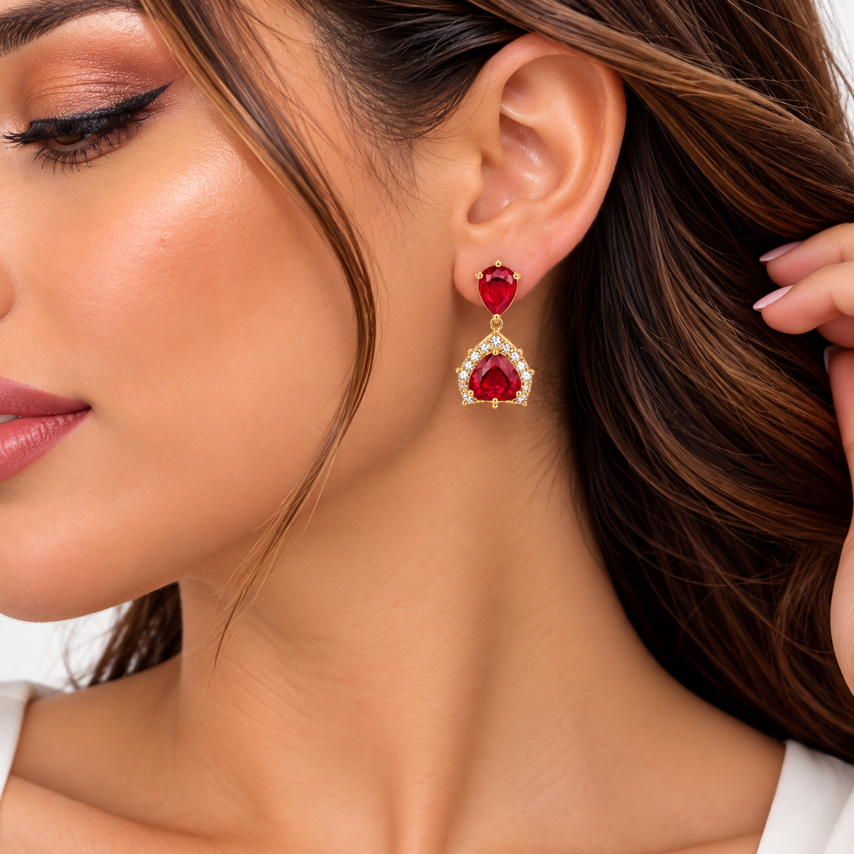 Ruby Elegance Drop Earrings ❤️✨