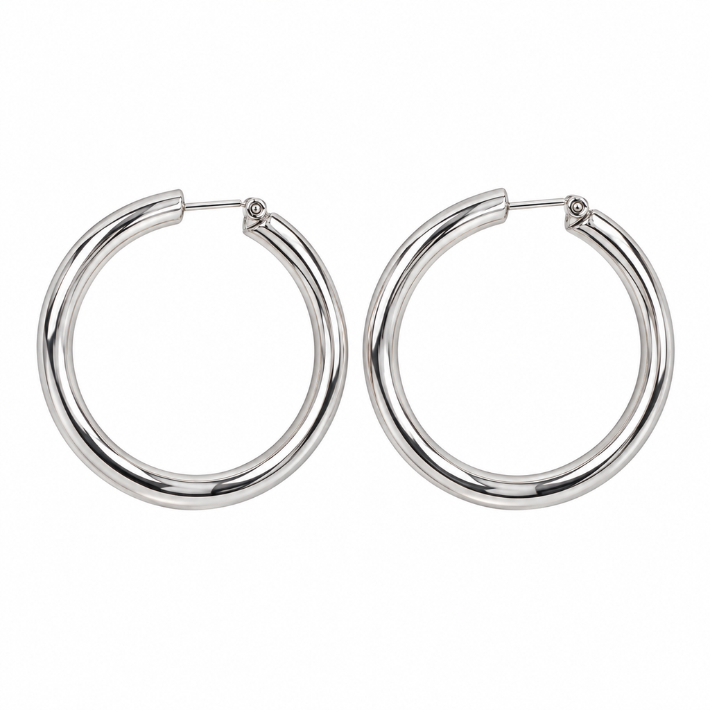 Silver Classic Hoop Earrings ✨�