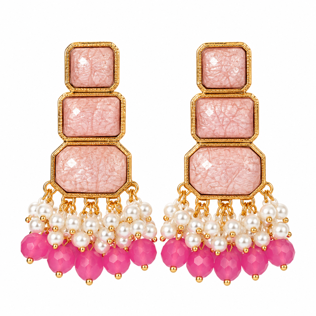 Blush Pink Pearl Tassel Earrings 🌸�