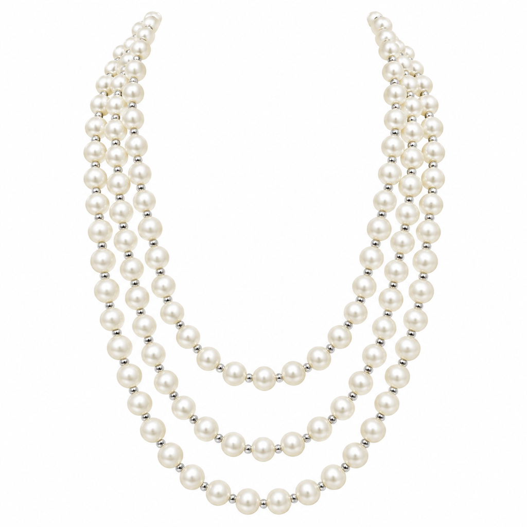 Elegant Three-Strand Pearl Necklace.