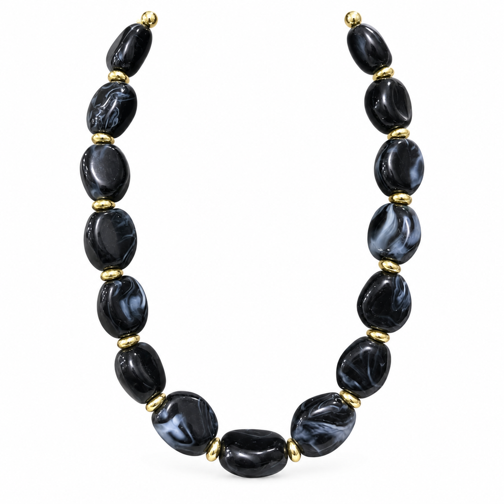 Black Marble Gold Necklace