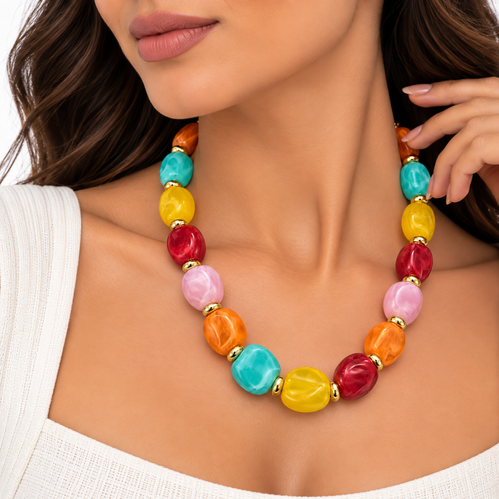 Colorful Beaded Statement Necklace