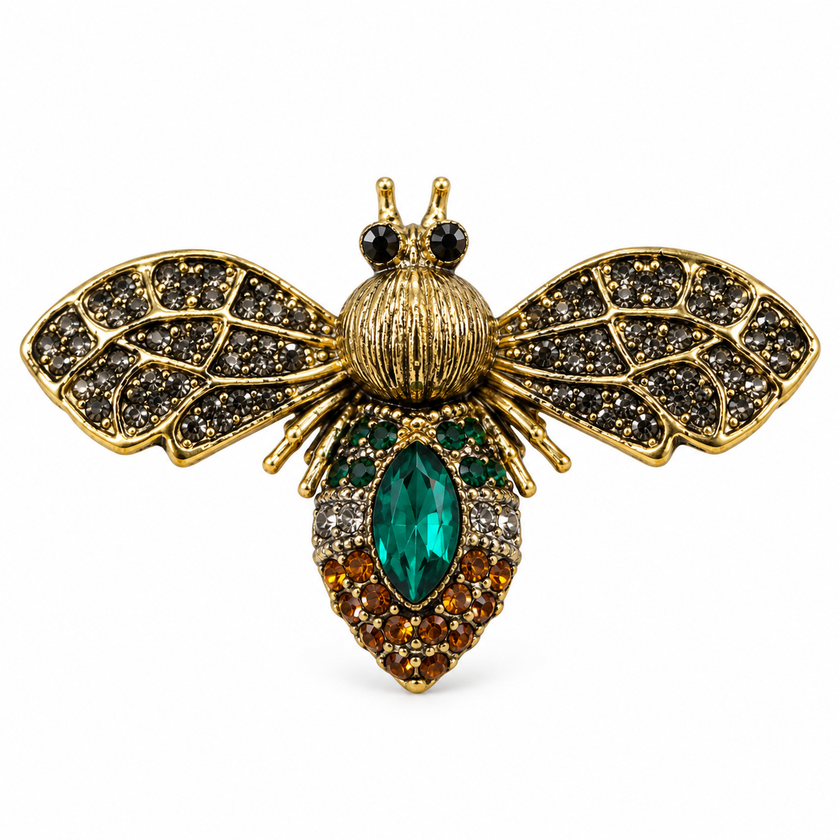 Elegant Emerald Bee Brooch