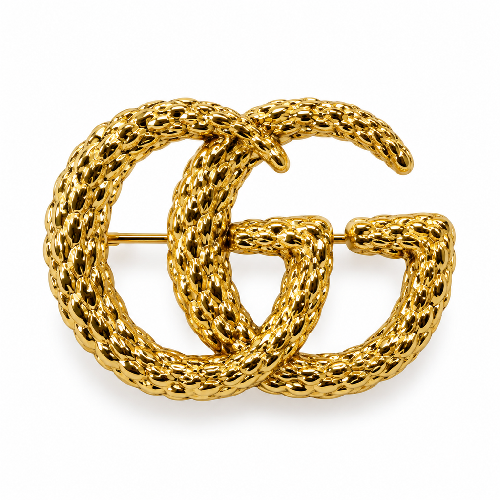 Elegant Gold Interlocking Brooch