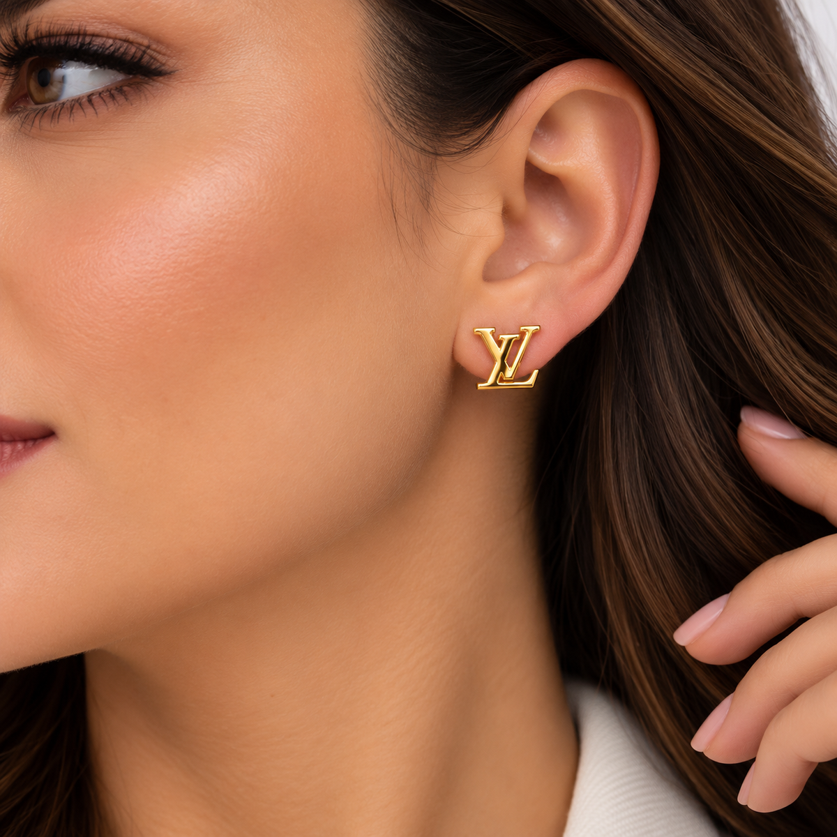 Elegant Gold LV Stud Earrings