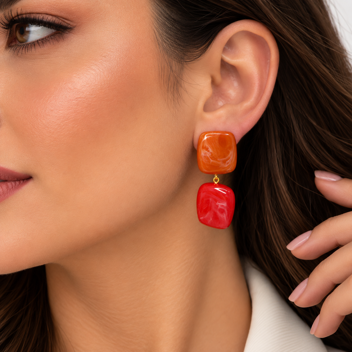 Elegant Orange Red Earrings