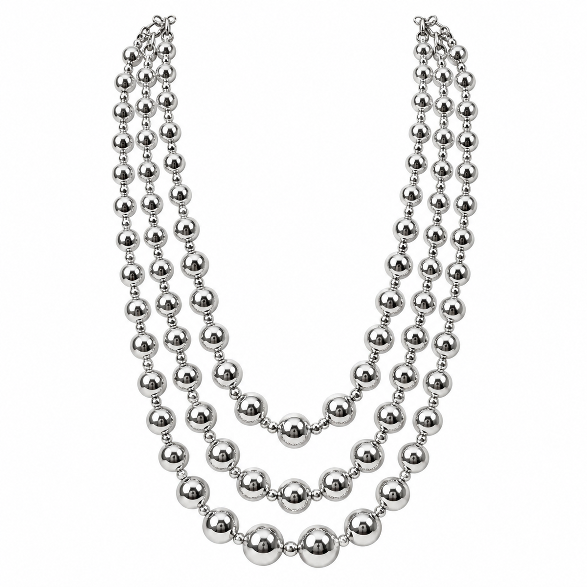 Elegant Silver Beaded Necklace