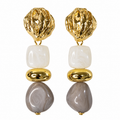 Elegant Gold Marble Drop Earrings