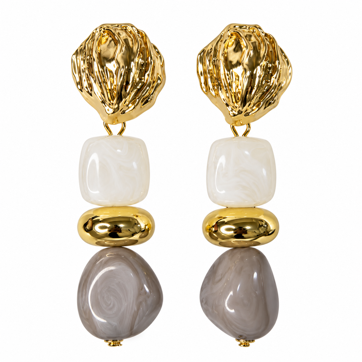 Elegant Gold Marble Drop Earrings