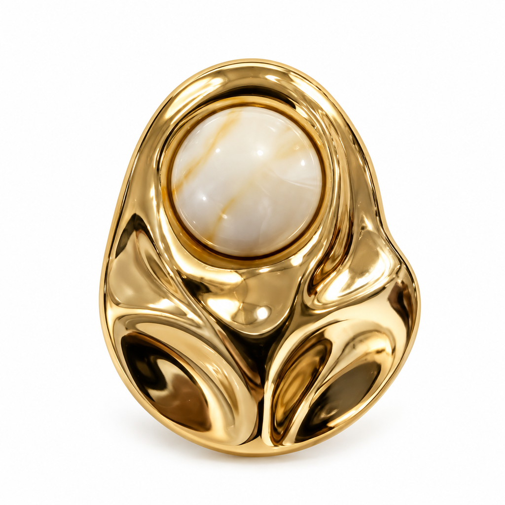 Golden Marble Brooch