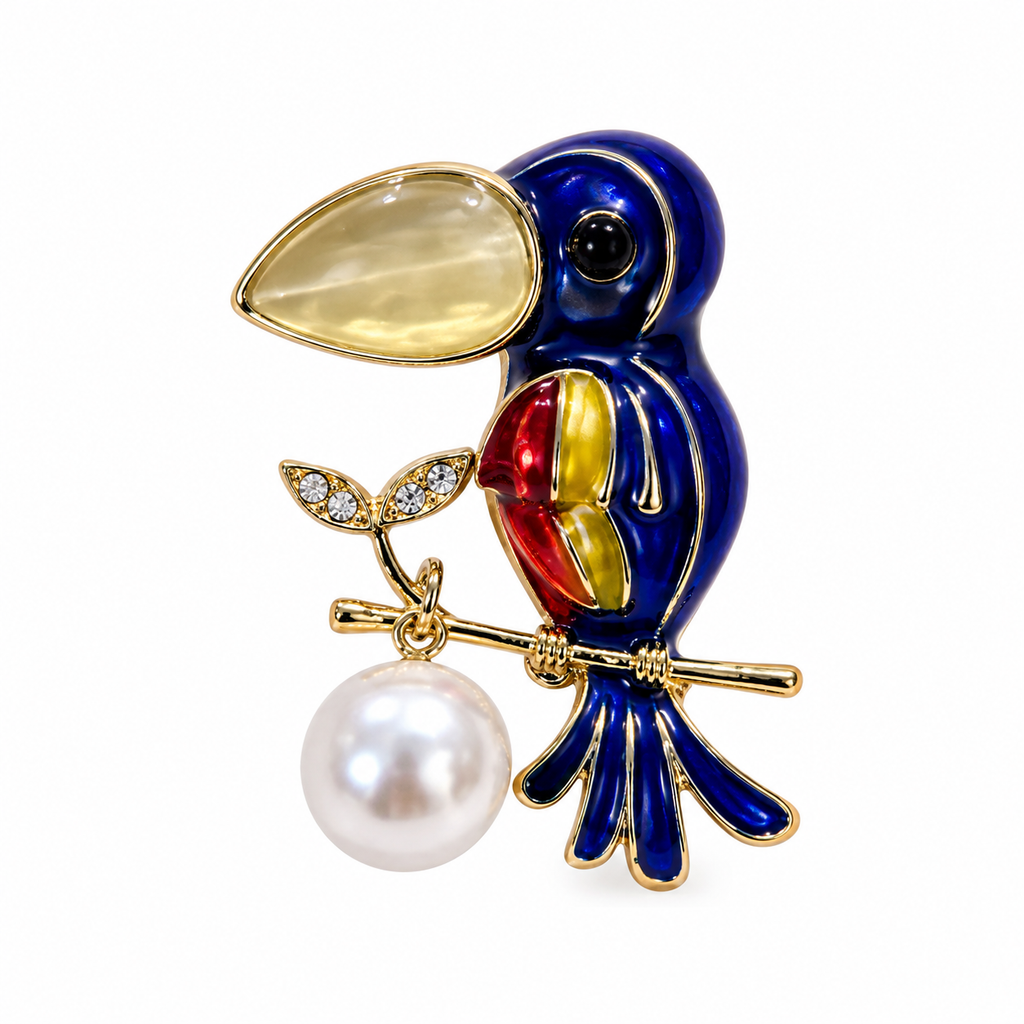 Blue Pearl Bird Brooch