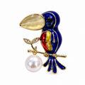 Blue Pearl Bird Brooch