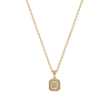 Gold Crystal Square Frame Pendant Necklace