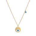 Gold Evil Eye Disc Pendant Necklace