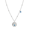 Silver Evil Eye Disc Pendant Necklace