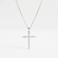 Silver Crystal Cross Pendant Necklace