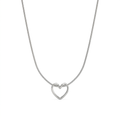Silver Open Heart Snake Chain Necklace