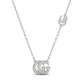 Silver Double G Crystal Pendant Necklace