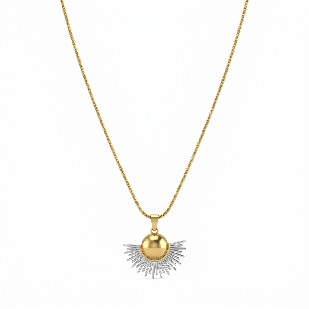 Two-Tone Sunburst Ball Pendant Necklace