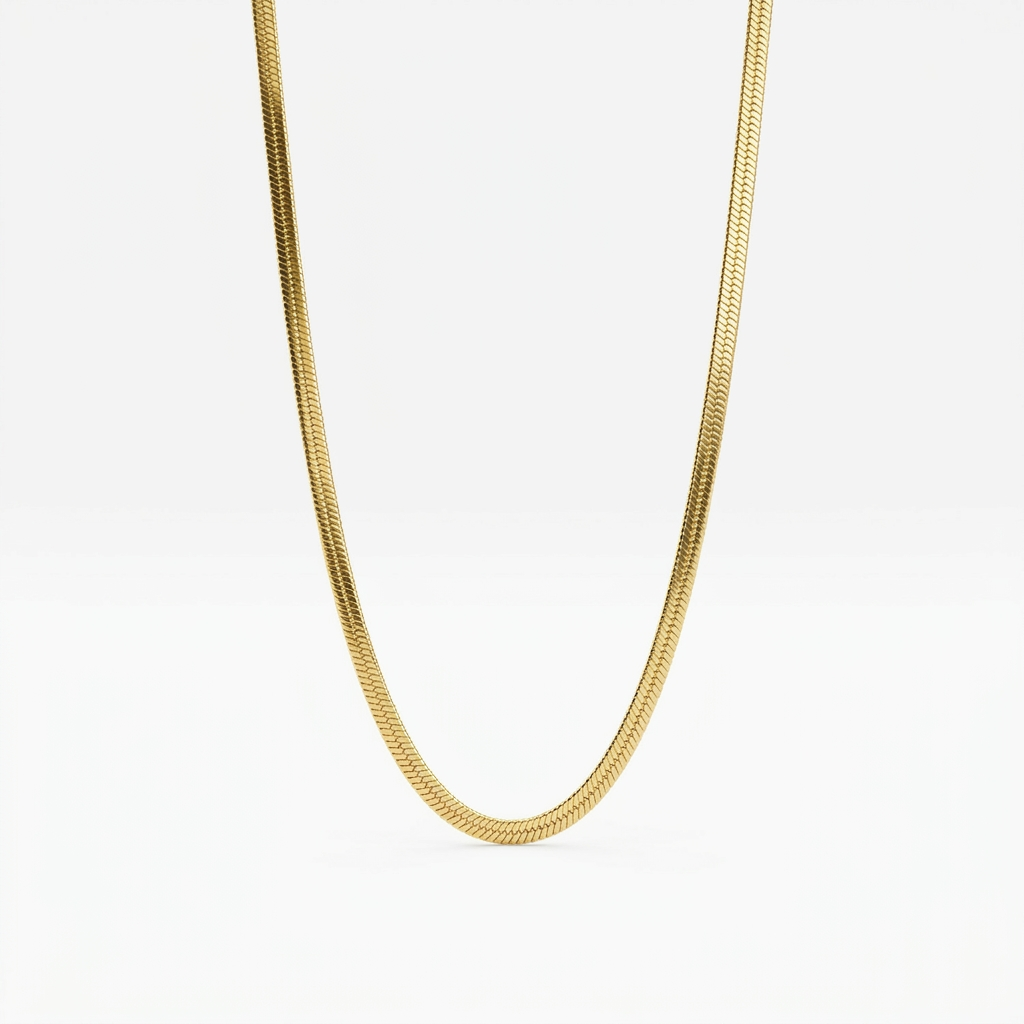 Gold Herringbone Chain Necklace
