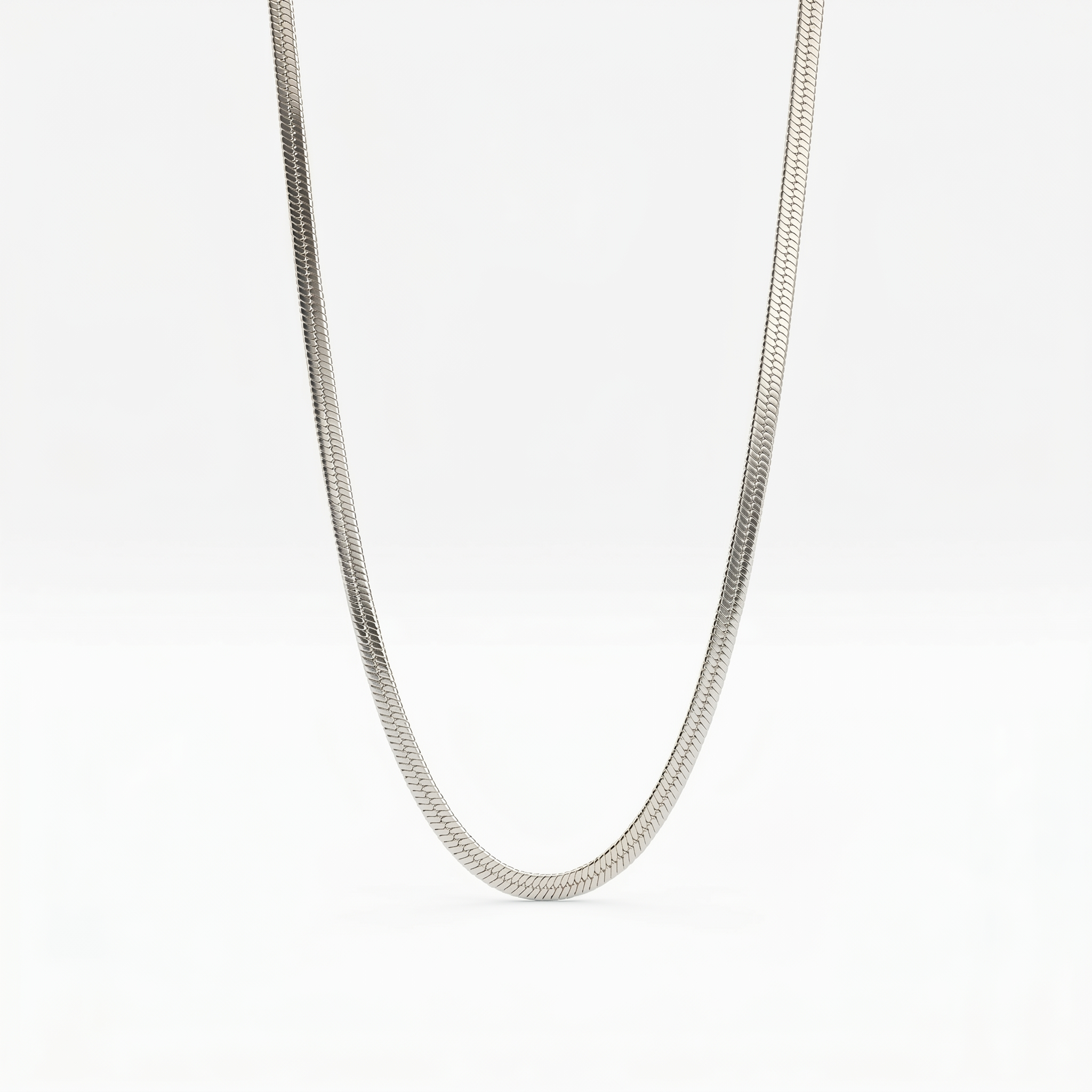 Silver Herringbone Chain Necklace