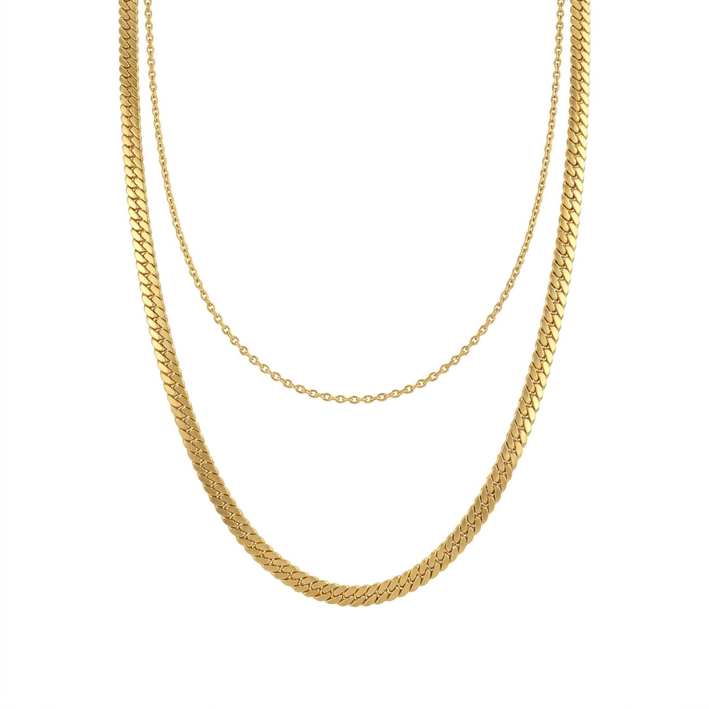 Gold Layered Snake & Cable Chain Necklace