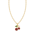 Gold Cherry Crystal Pendant Necklace