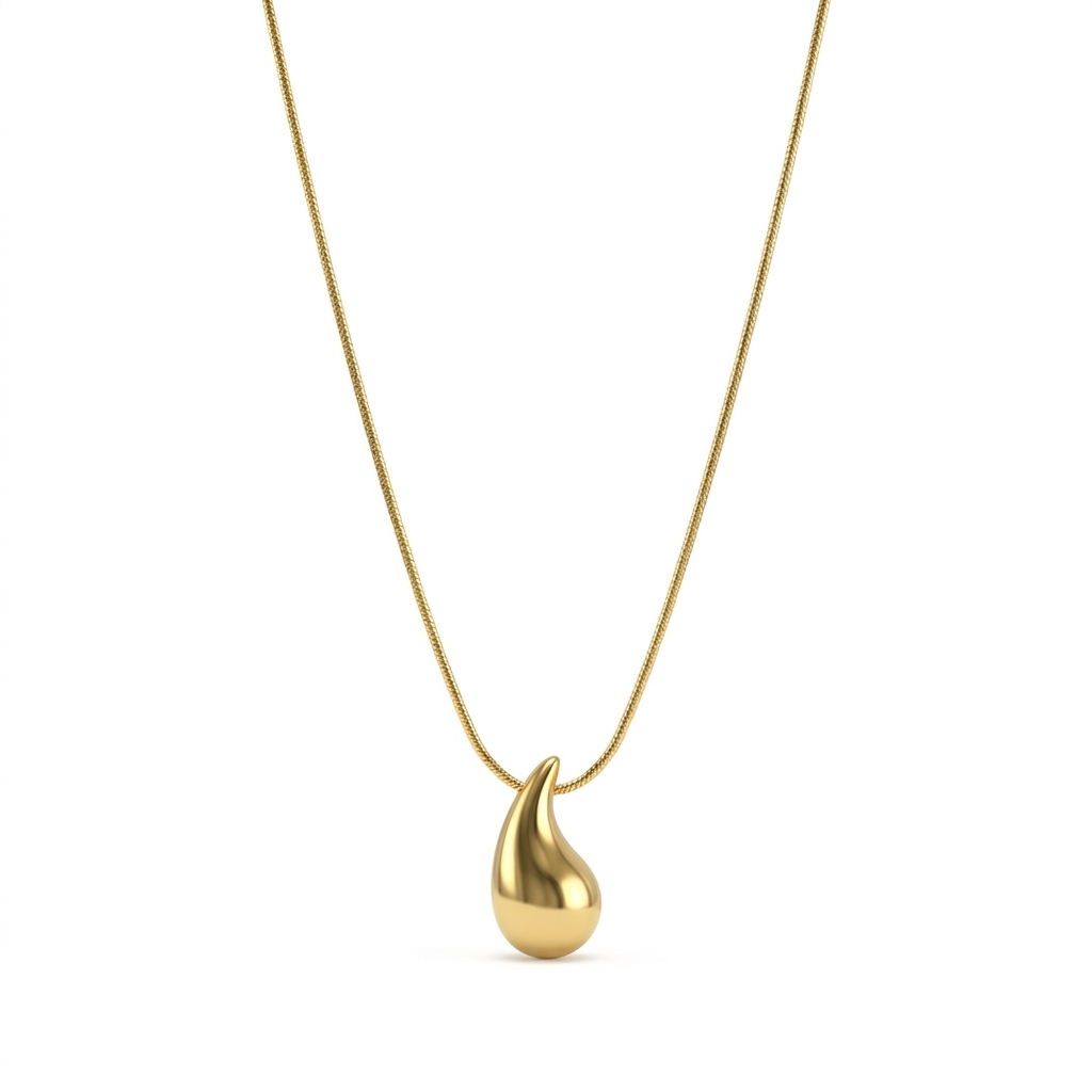 Gold Teardrop Pendant Snake Chain Necklace