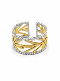 Two-Tone Leaf Beaded Cuff Ring