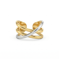 Two-Tone Cross Cuff Ring