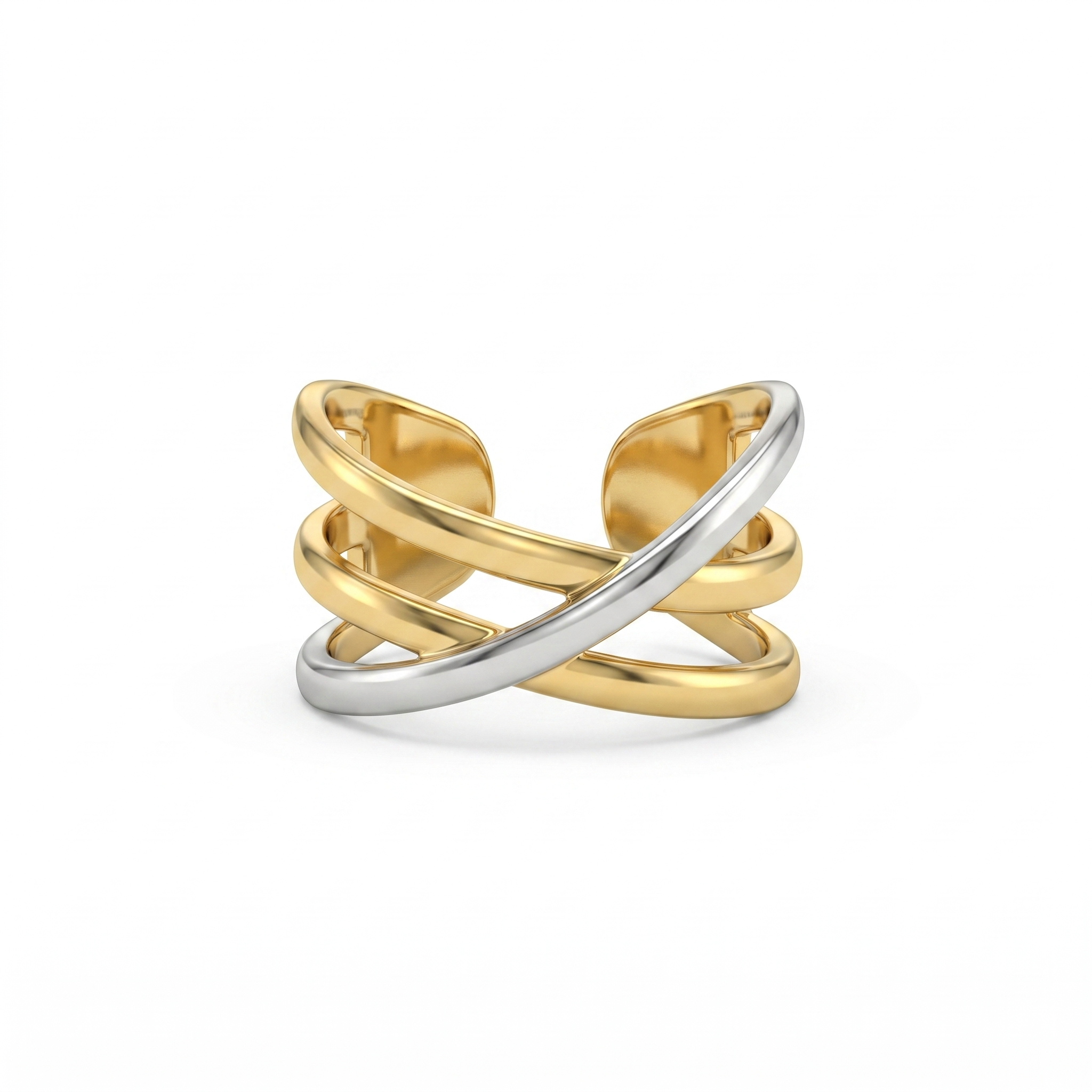 Two-Tone Cross Cuff Ring