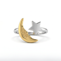 Moon & Star Bypass Ring