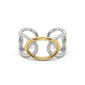 Two-Tone Oval Link Cuff Ring