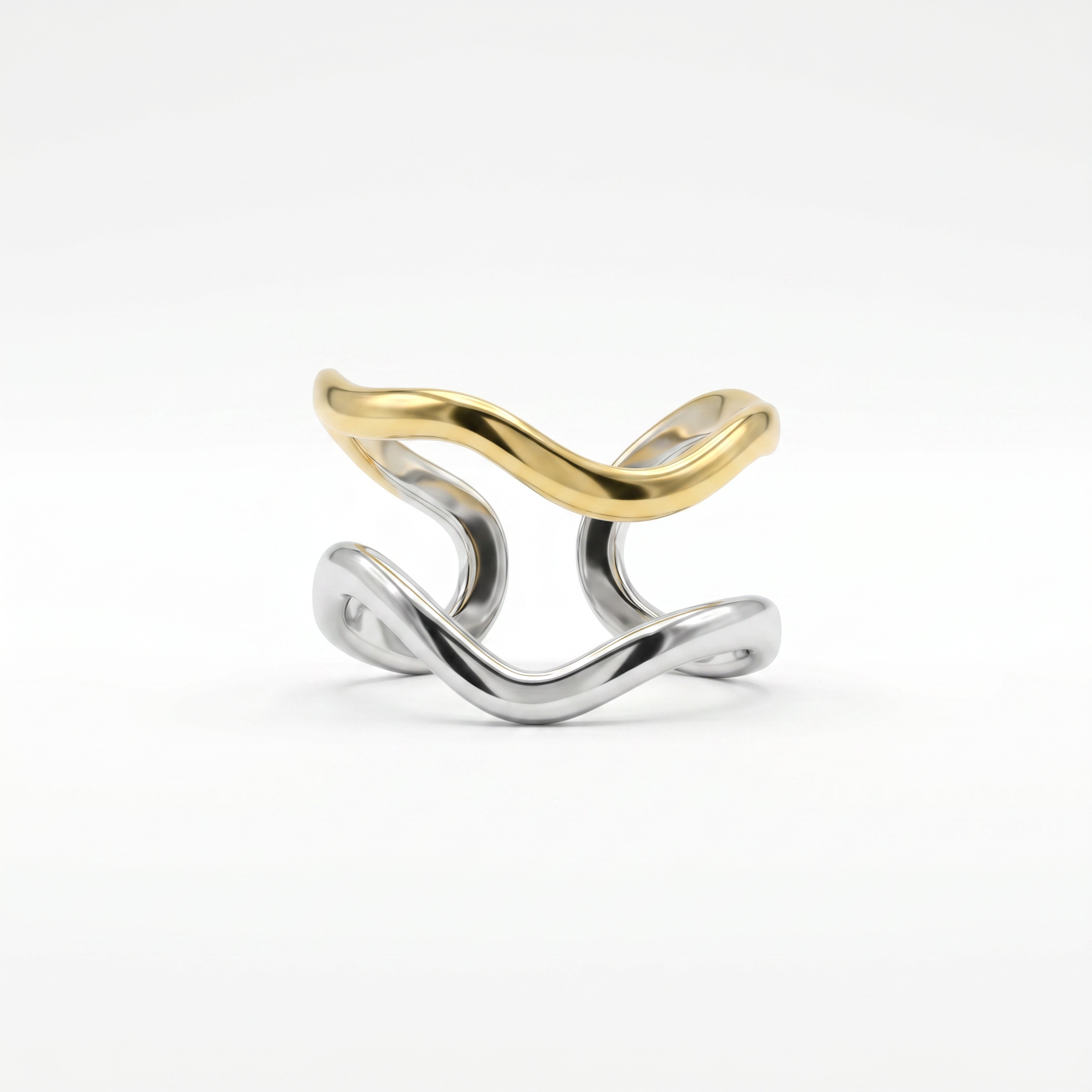 Two-Tone Wave Band Ring