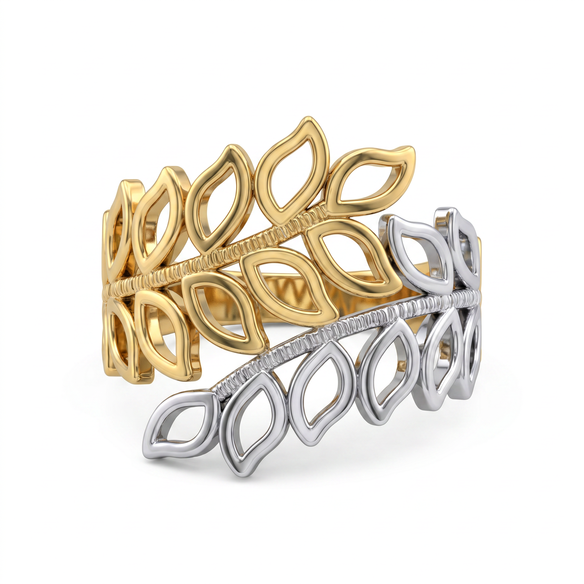 Two-Tone Feather Bypass Ring