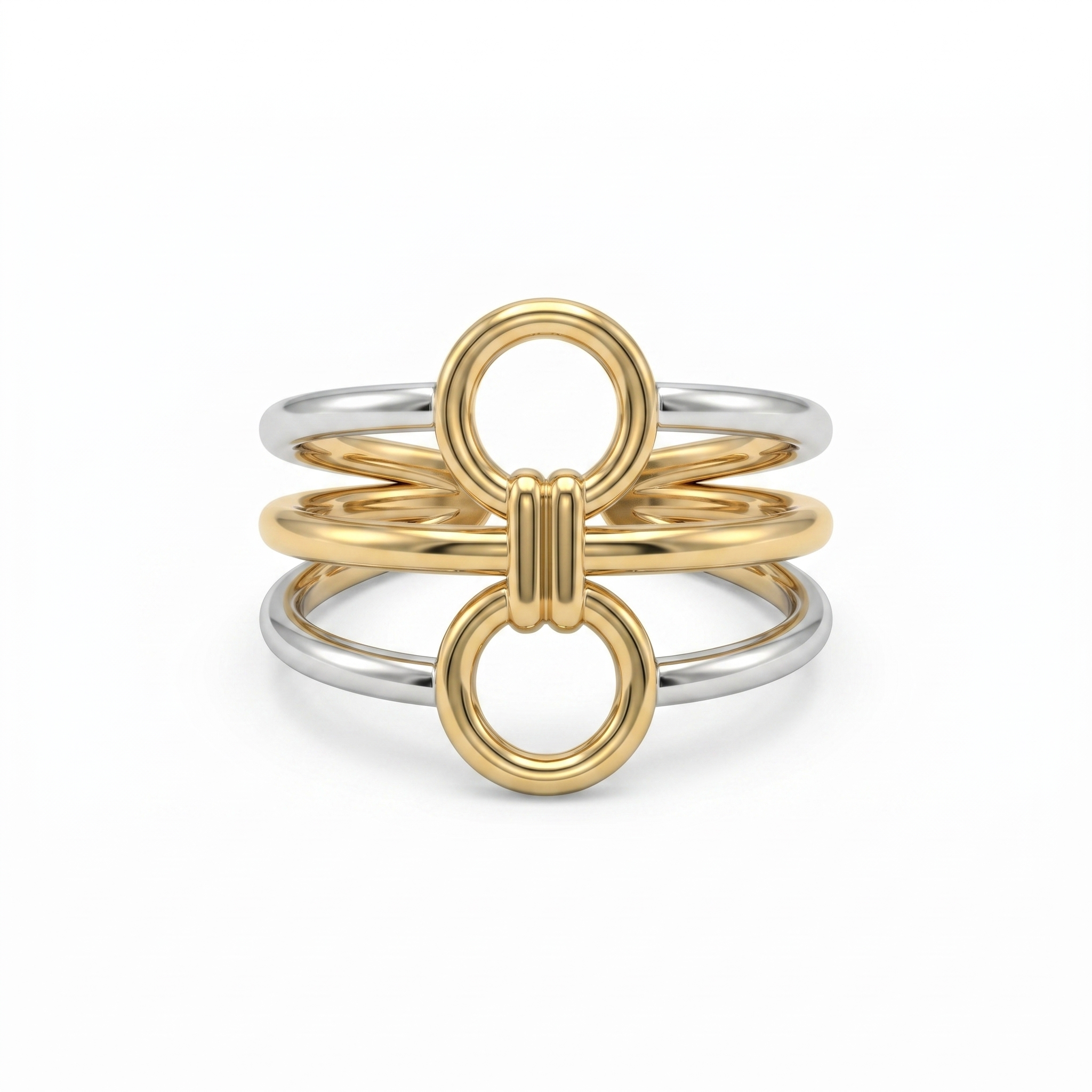 Two-Tone Double Circle Ring