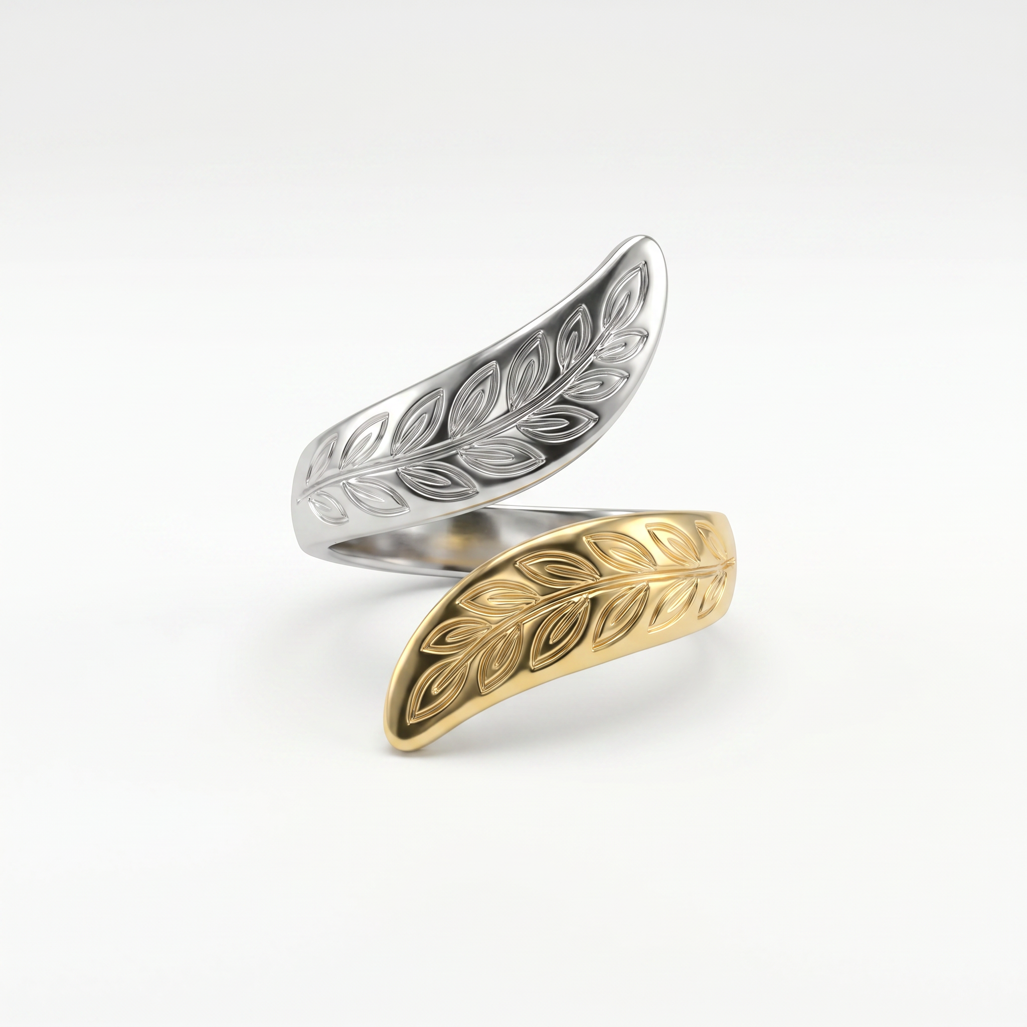 Two-Tone Leaf Eternity Ring