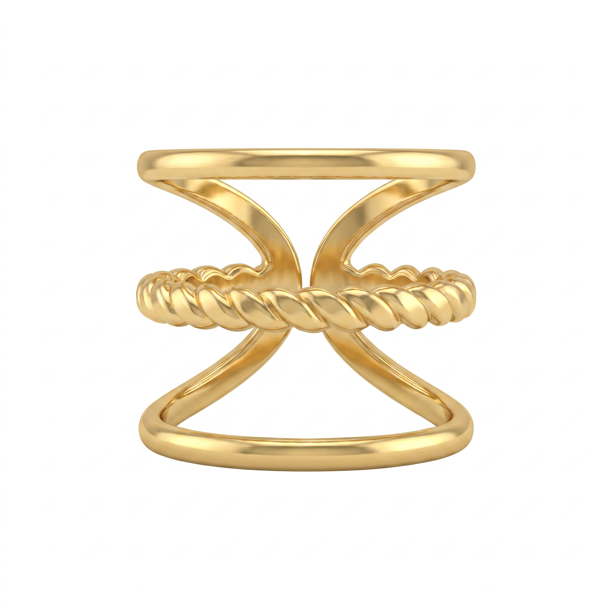 Gold Rope Twist Cuff Ring