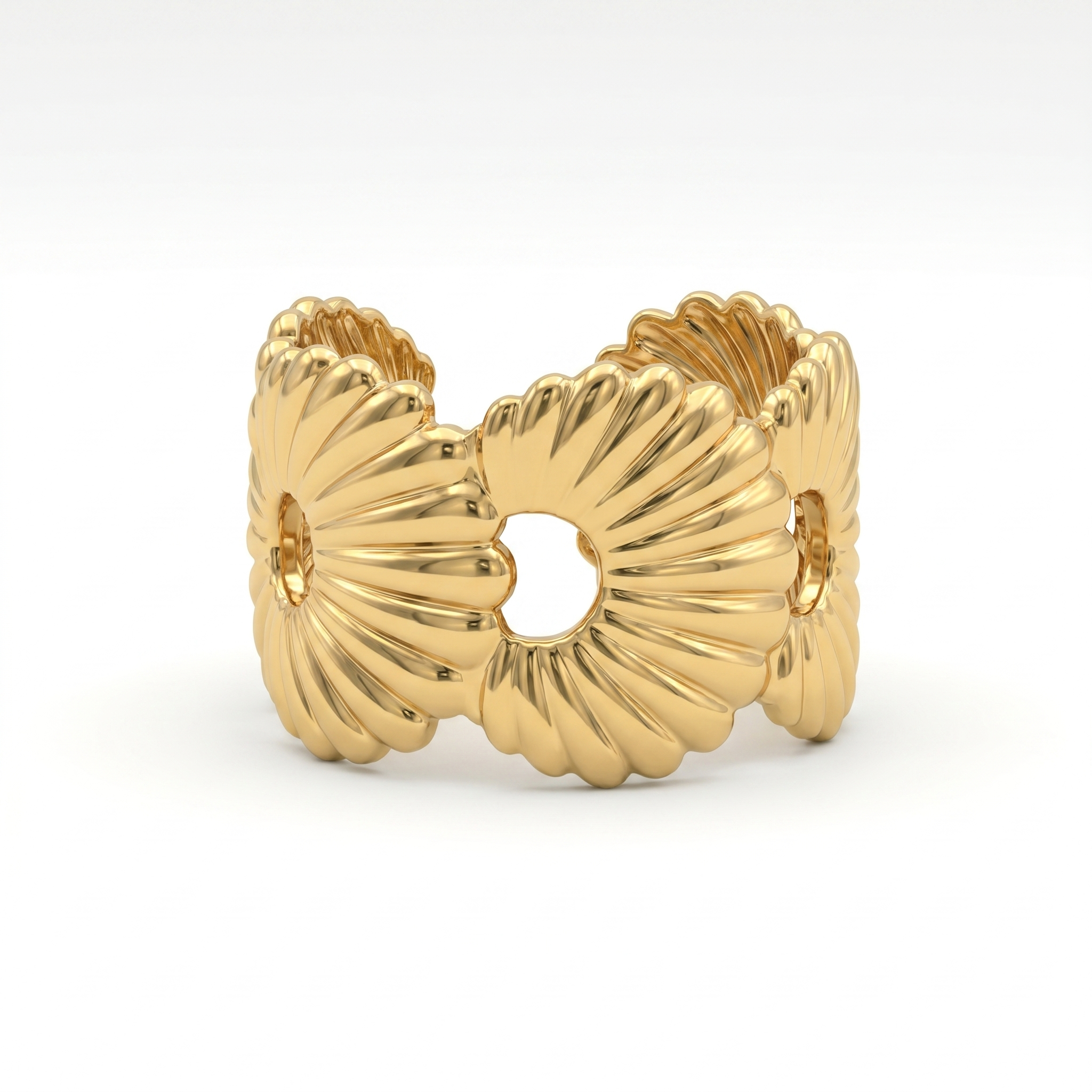 Gold Sunflower Shell Cuff Ring