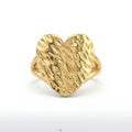 Gold Hammered Heart Ring