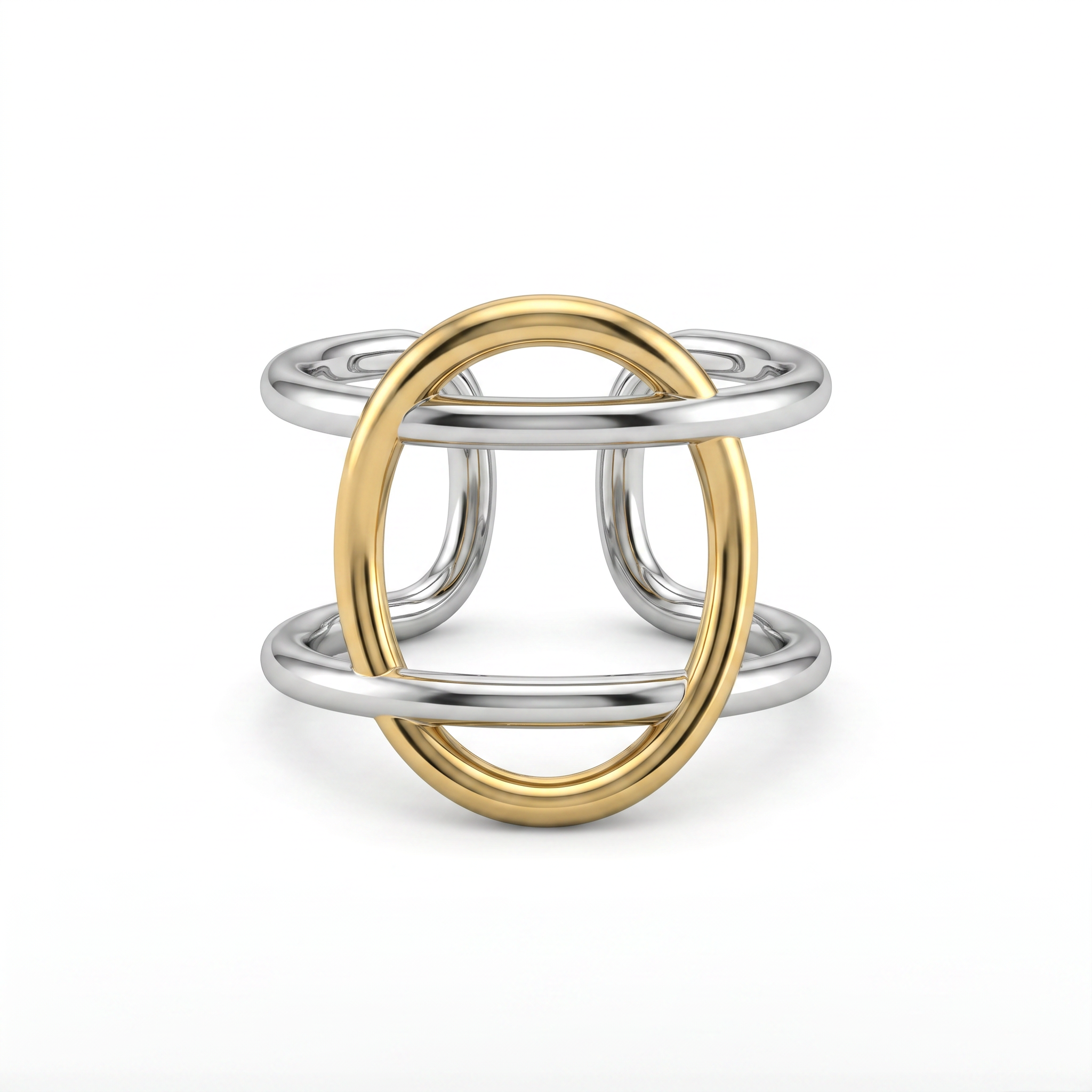 Two-Tone Oval Frame Cuff Ring