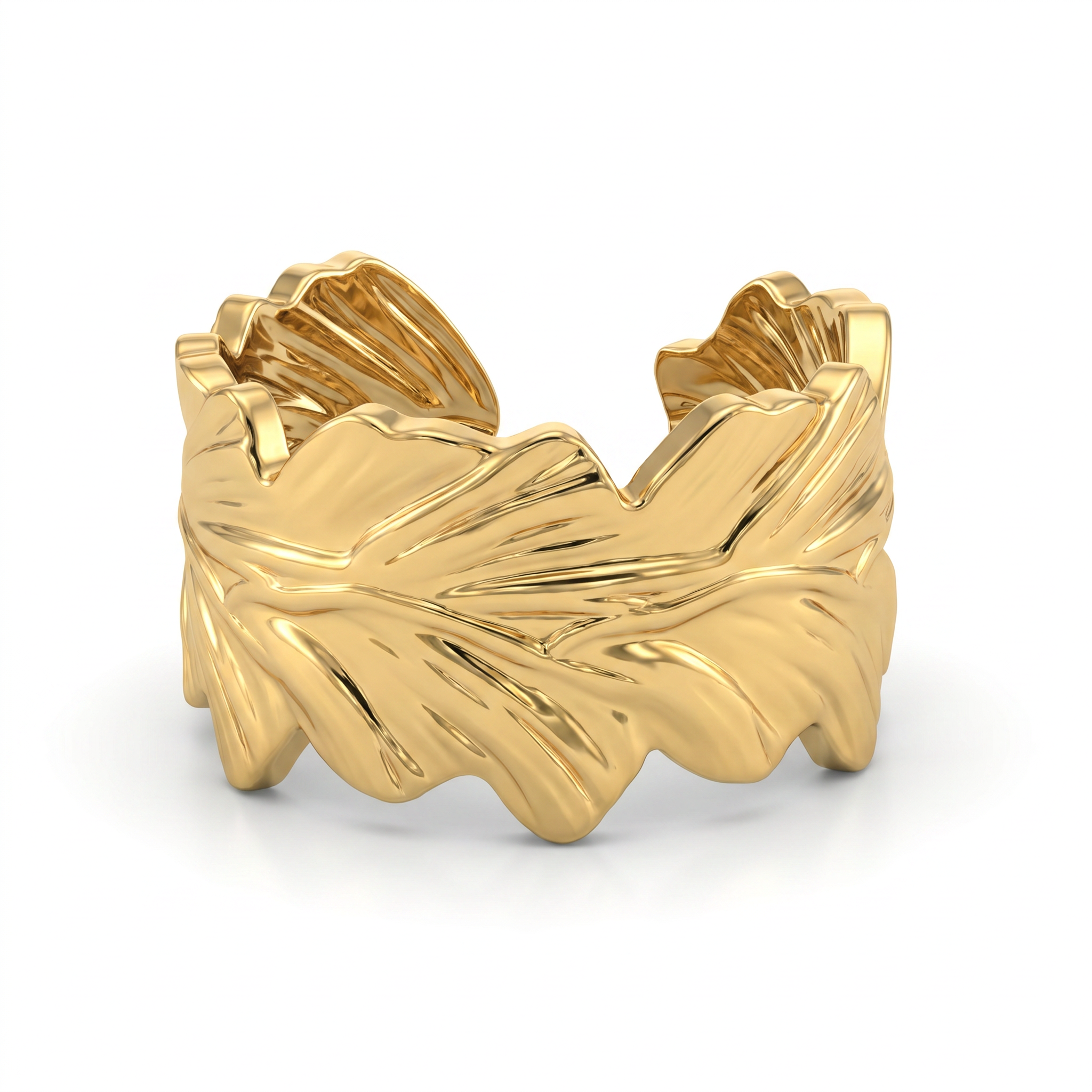Gold Feather Cuff Ring