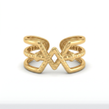 Gold Diamond Cross Cuff Ring