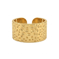 Gold Wide Hammered Cuff Ring