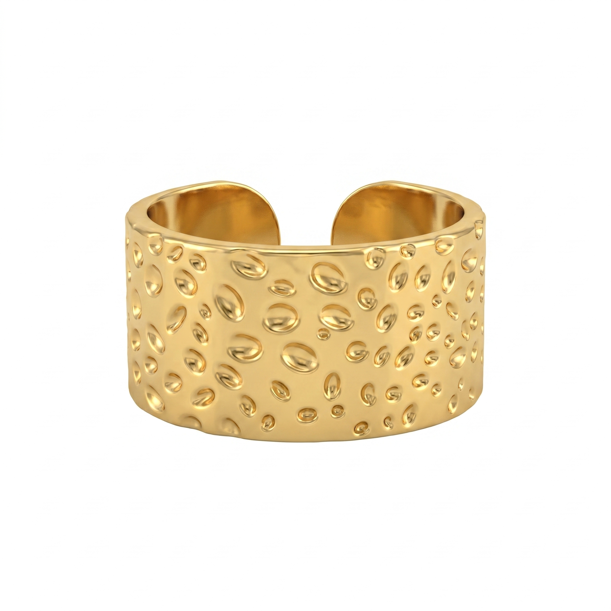 Gold Wide Hammered Cuff Ring
