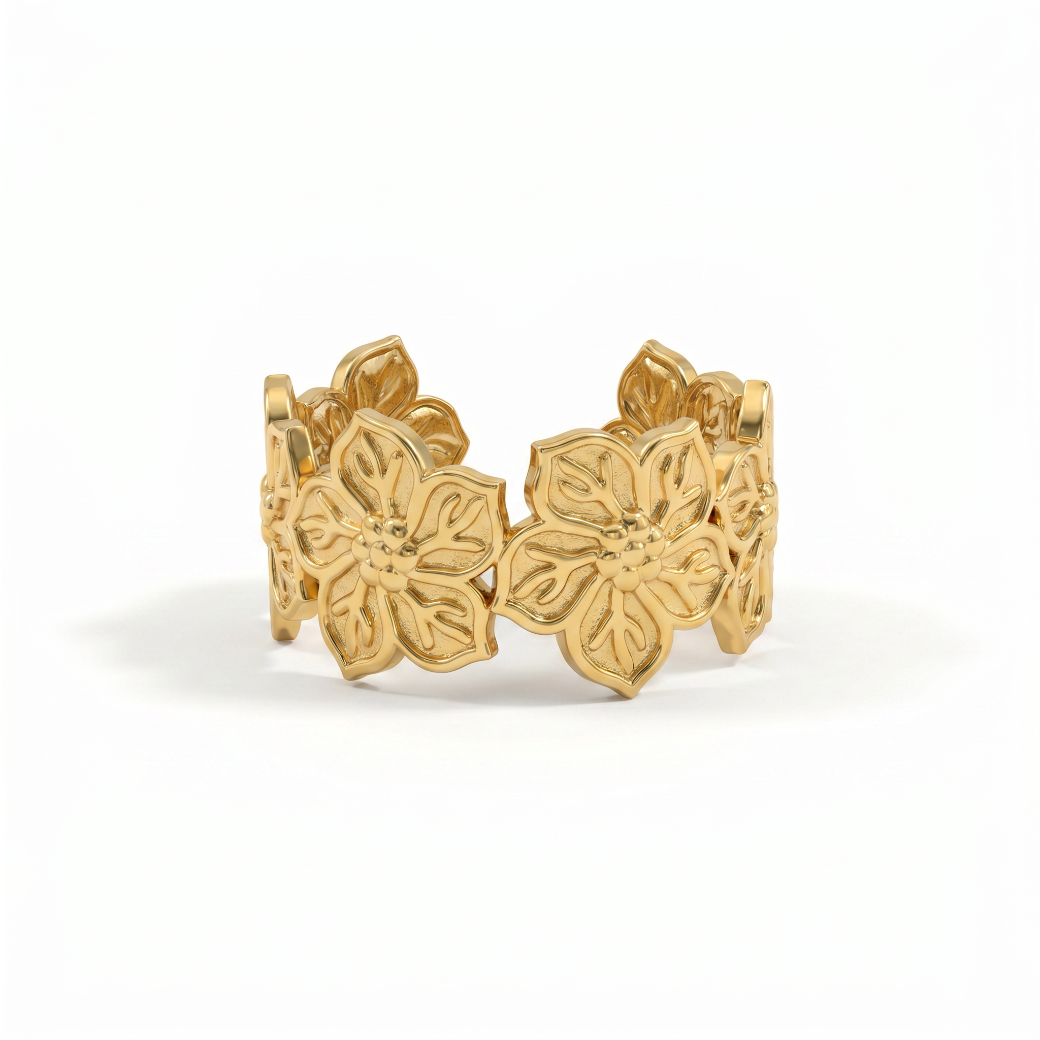 Gold Blossom Cuff Ring